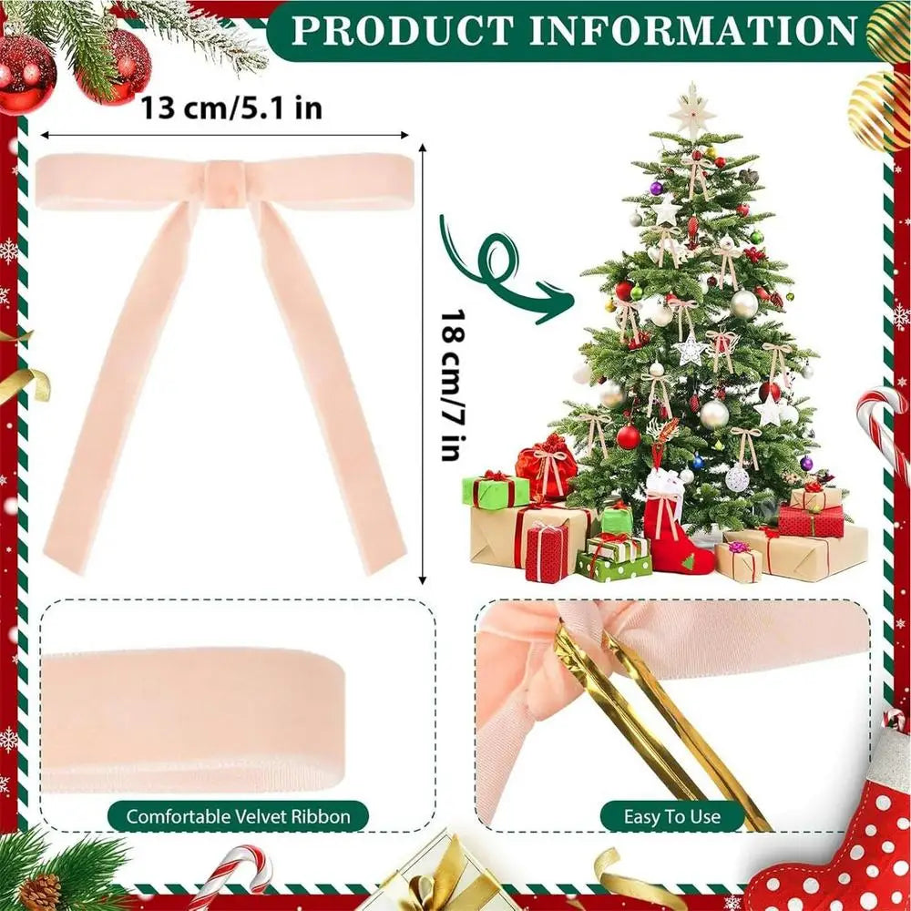 Velvet Red Bows 12X Christmas Velvet Bows Portable Velvet Christmas Tree Bows for Tree Front Door Fireplace Stairs and Garland Qme Pink Others
