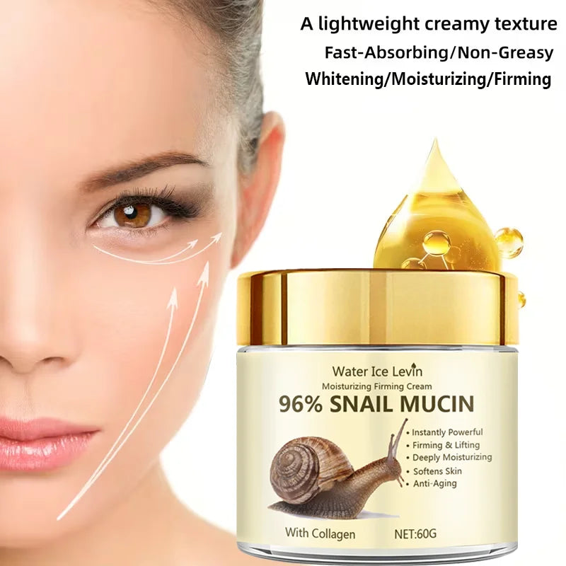 Snail Mucin Firming Cream with 96% Extract - Moisturizer for Lifting, Wrinkle Reduction & Deep Hydration. Qme