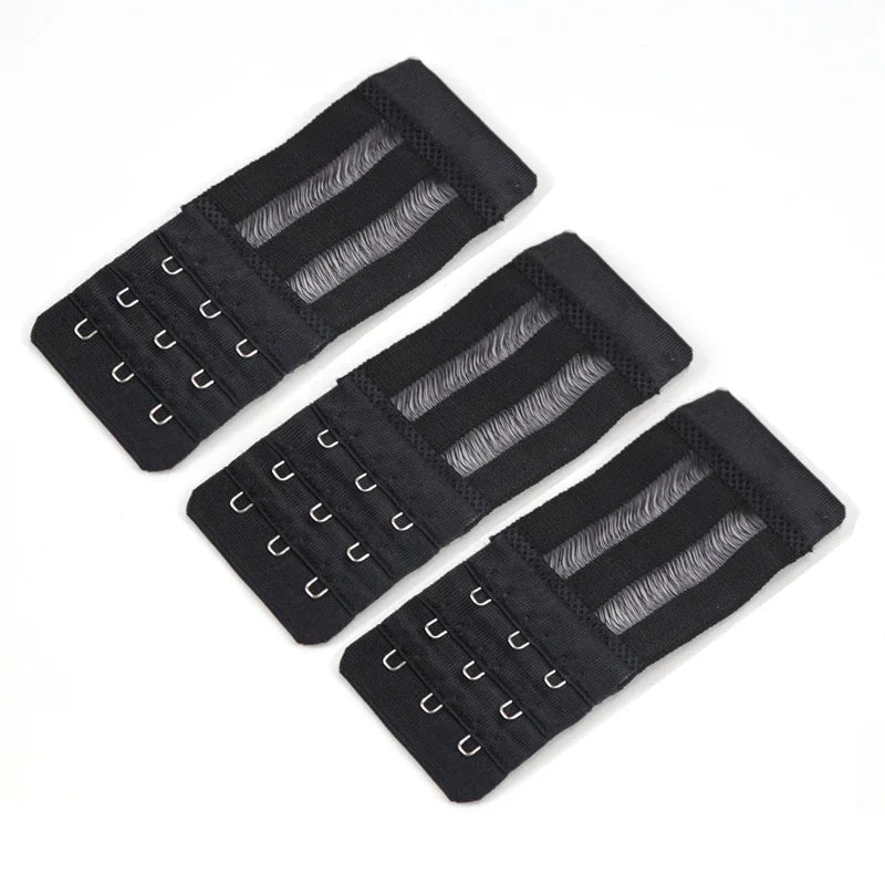Ladies 3 Hook Bra Extender Soft Nylon Strap Extension Women Intimates Qme black one size