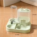 2-in-1 Large Pet Feeder & Water Dispenser, Dry Wet Separation, Durable Plastic, Transparent, No Battery, For Cats Dogs Travel Qme green