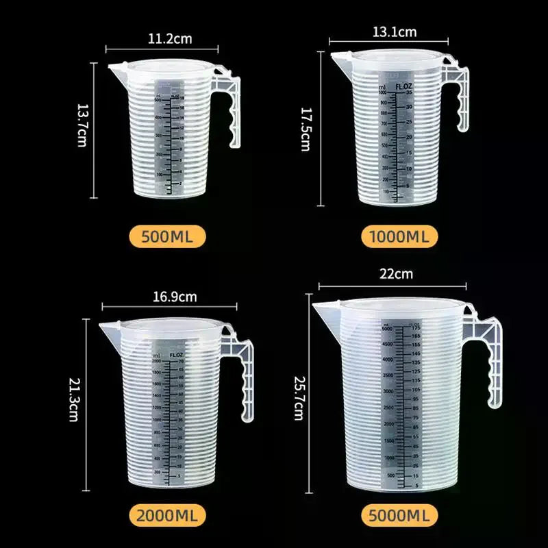 500–2000ml Graduated Plastic Beaker , Chemical-Resistant Measuring Cylinder for Science Lab, DIY Projects & Home Experiments Qme