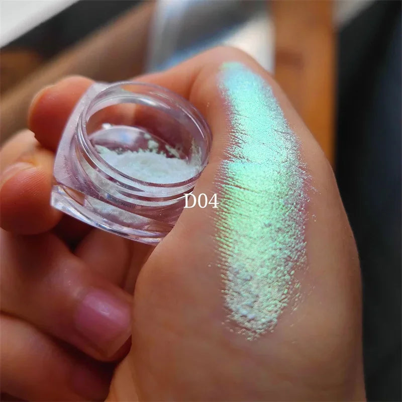Ultra-Thin Waterproof Color Shift Holographic Eyeshadow Highlighter MultiChrome Shifting Pigments Duochrome Chameleon Eyeshadow Qme D04