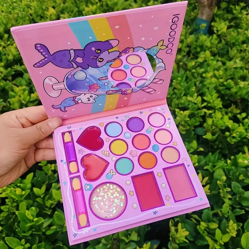 14-color Cartoon Makeup Palette Pink Glitter Eyeshadow Matte Sequins Qme