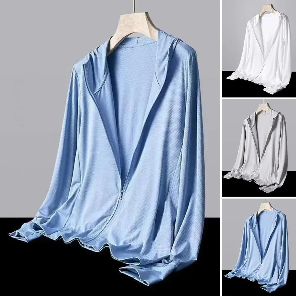 Lightweight Ice Silk UV Protection Jacket for Men Sporty Outdoor Fishing Coat Breathable Outdoor Sports Jacket for Cycling Qme