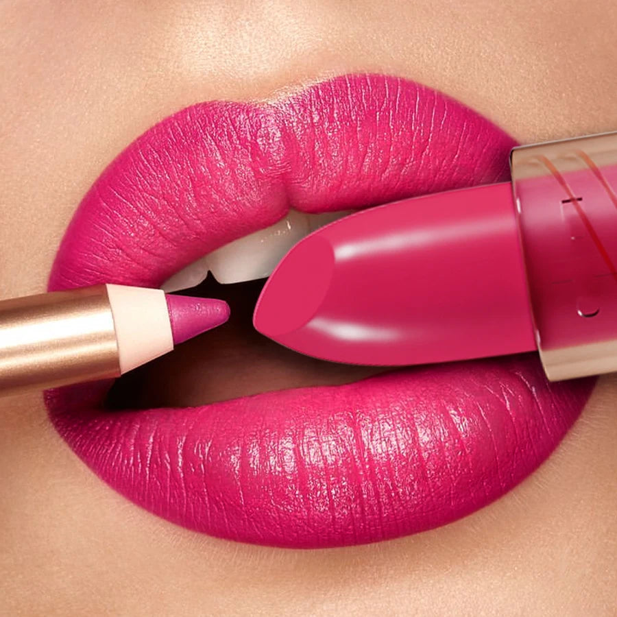Nude Lipstick Waterproof Lipliner Pen Sexy Matte Contour Lip Tint Qme