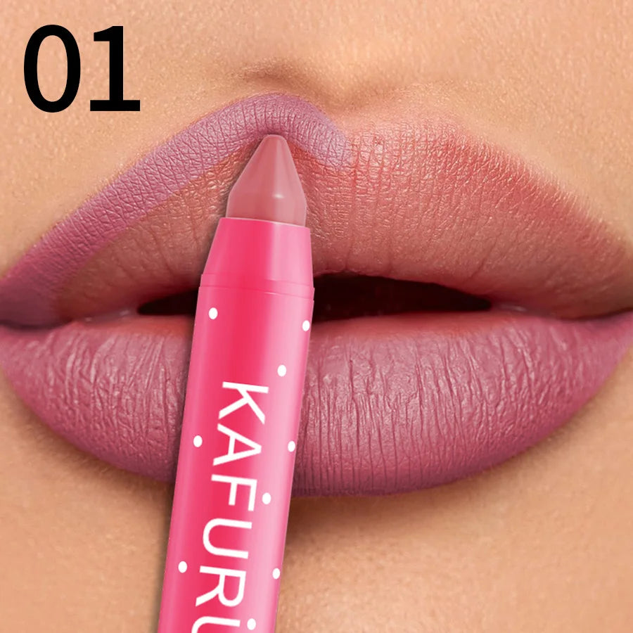 15 Colors Lipstick Pencil Waterproof Sexy Red Matte Contour Tint Qme 01