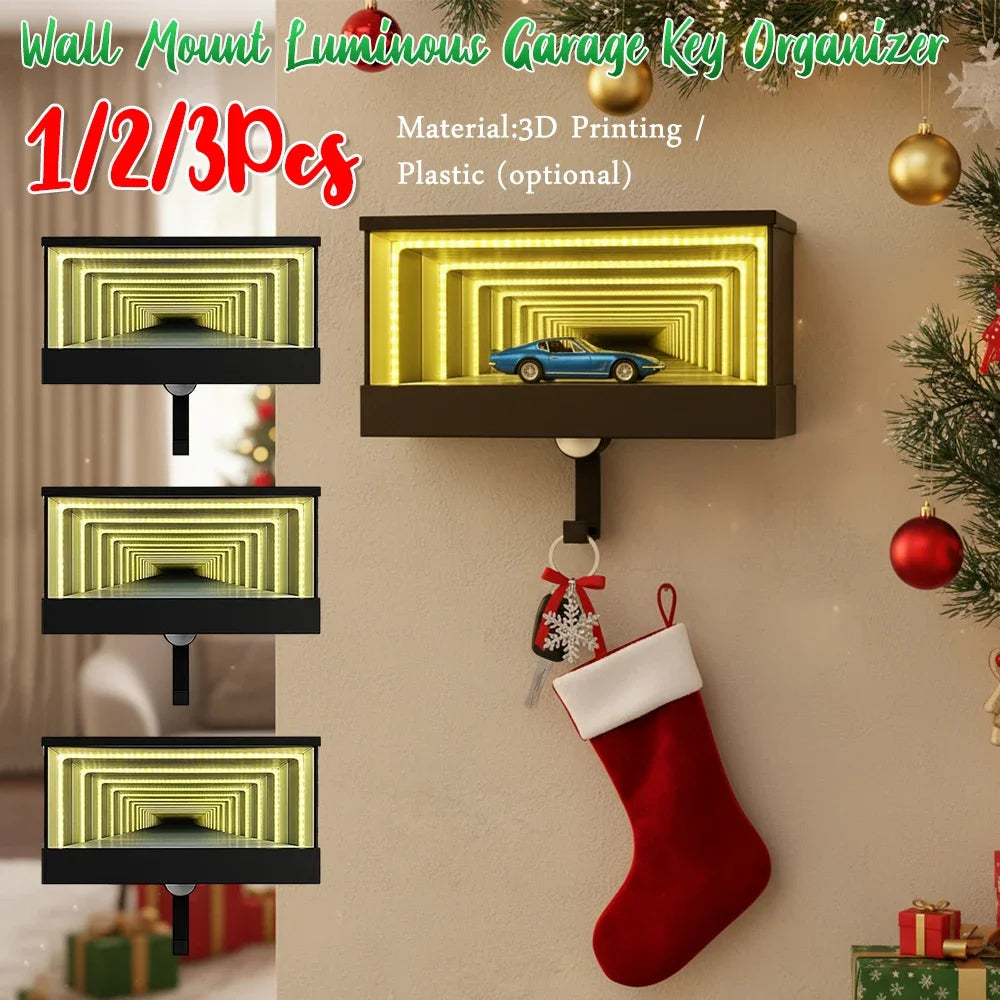 Infinity Garage Keychain Car Luminous Infinite Garage Key Hook LED Light Car Key Hanger For Apartment Home Office Entryway Qme
