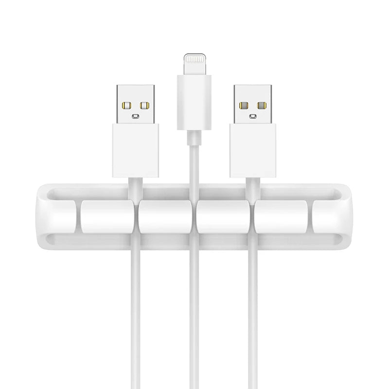 Desktop Charging Data Line Fixator Multiport Storage Line Tabletop Cable Organizer Smart Device Charging Wire For Mouse Cables Qme White 5 holes