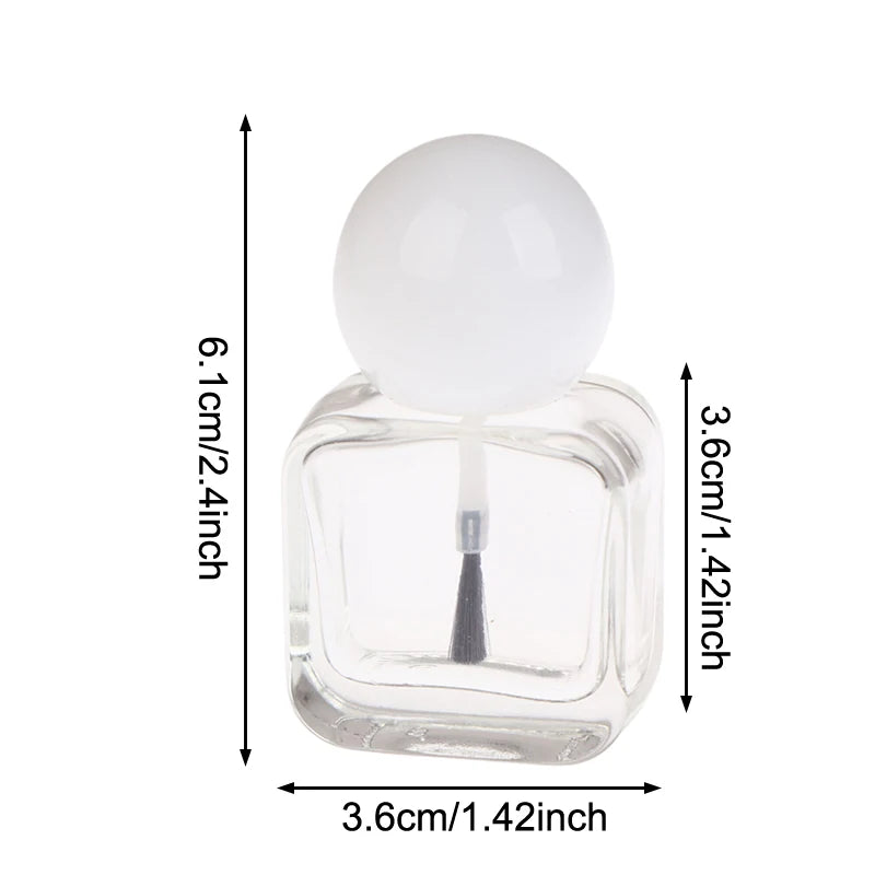 Empty Nail Polish Bottles Clear Glass Gel Brush Cap Oil Art Tool Qme