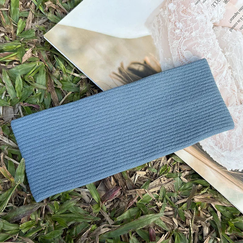 Sweatproof Sports Wide Elastic Headbands Men Women Thick Gym Cosmetic Qme SKY BLUE Size fits all