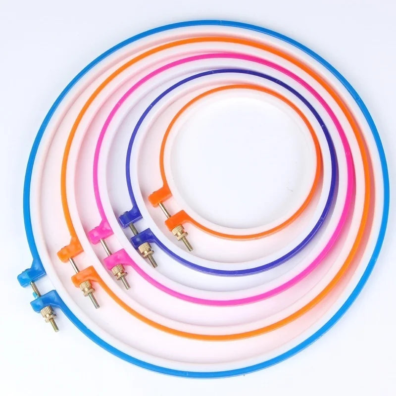 Lot Plastic Embroidery Cross Stitch Hoop Ring Frame Adjustable Sewing Qme