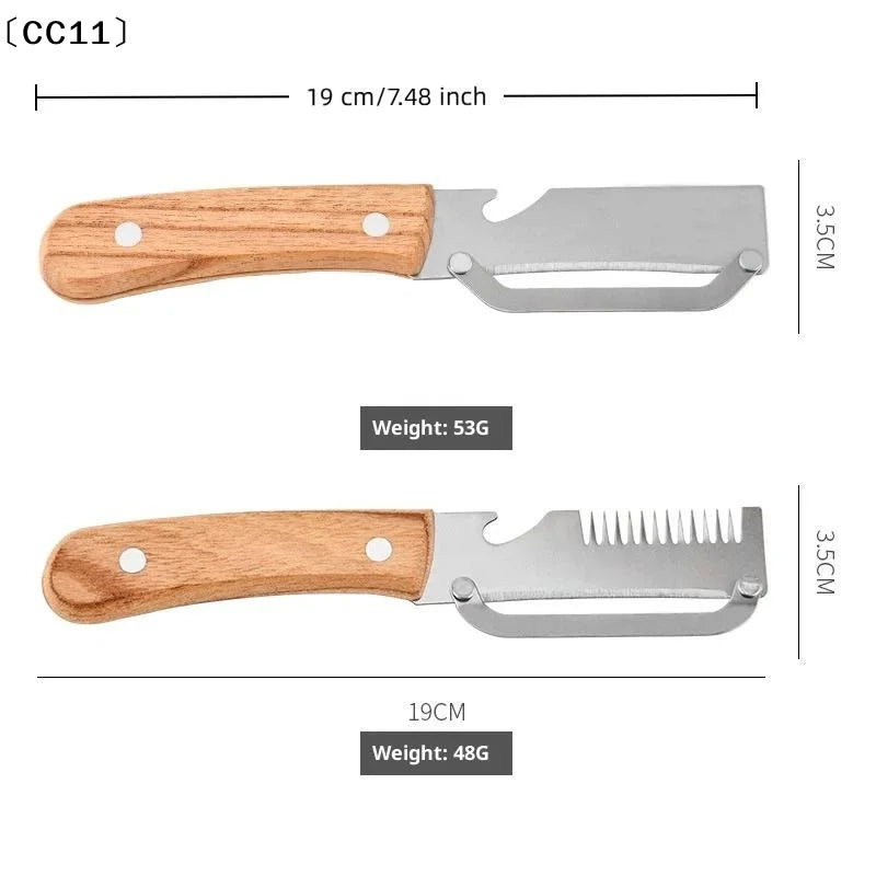 3-in-1 Serrated Peeling Knife Premium Vegetable Peeler Handle Bottle Qme