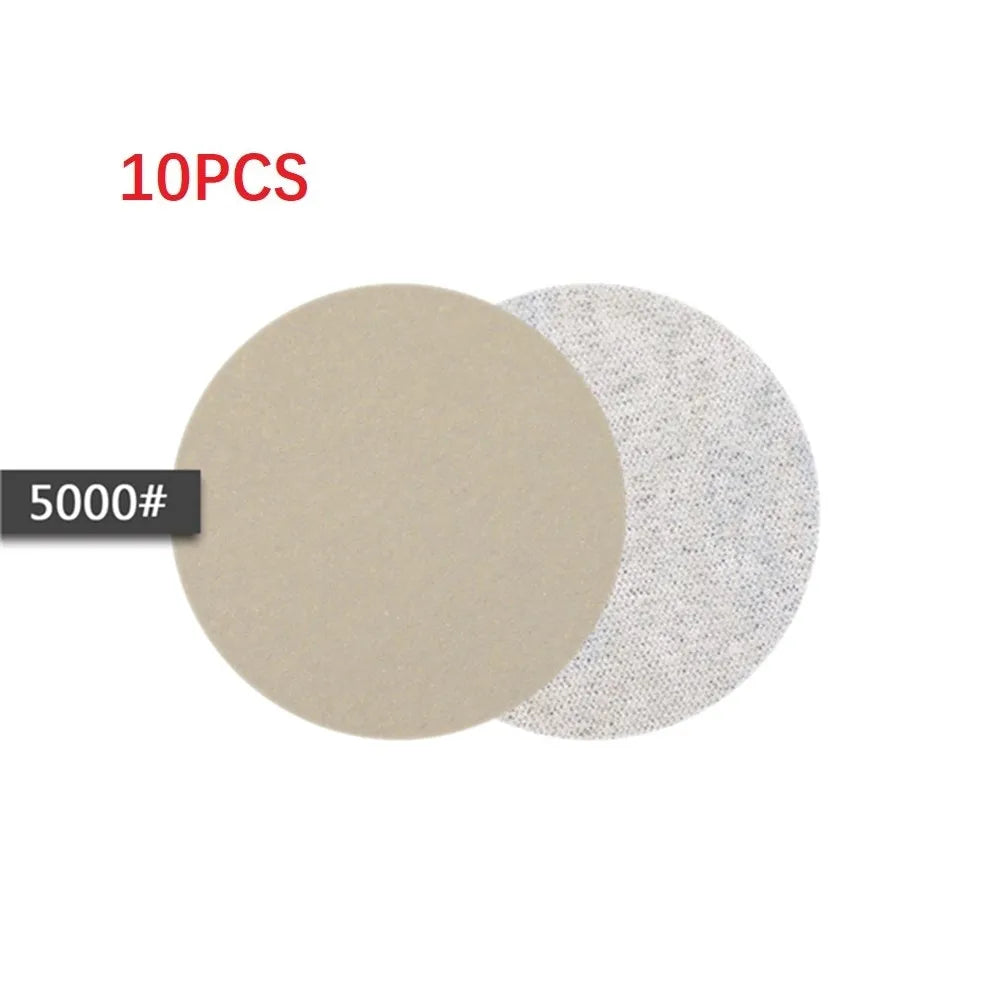 10Pcs Wet/Dry Sandpaper 3 Inch 75MM Hook And Loop Silicon Carbide 240-10000 Grits Waterproof Sanding Disc Qme 5000