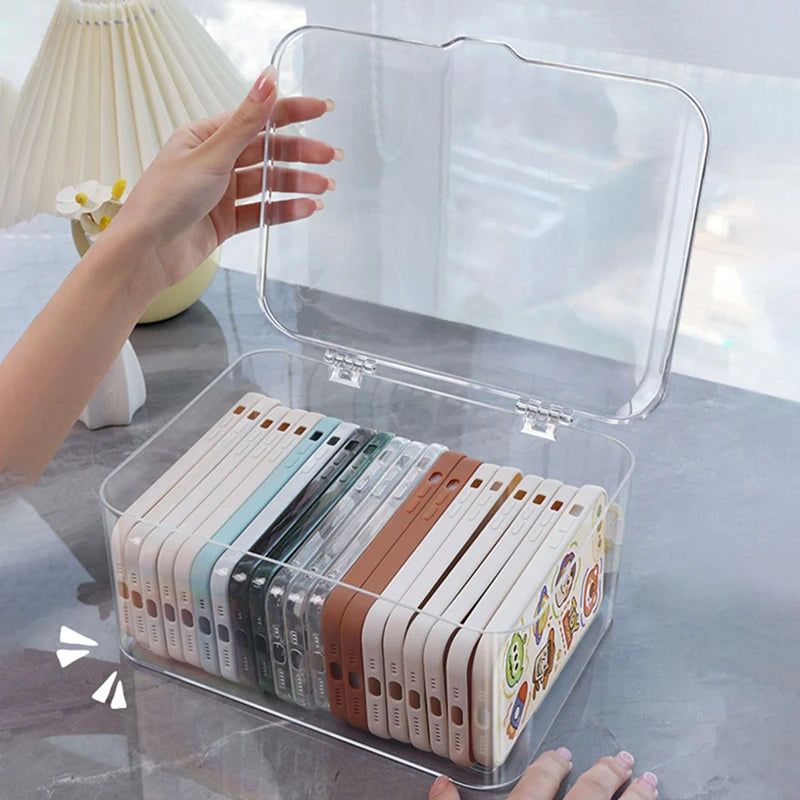 Lid Jewelry Make Up Organizer Home Desktop Storage Box Transparent Qme