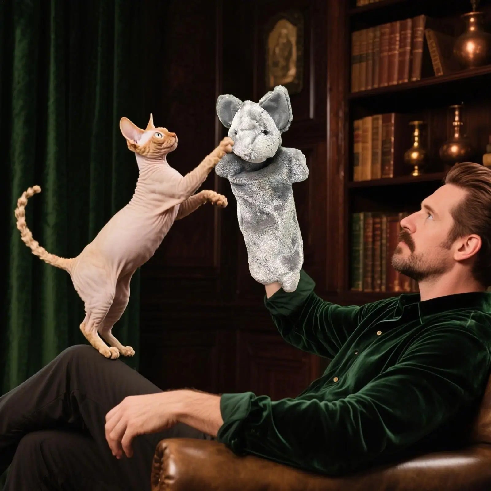 Cat Puppet Wrestler Interactive Wrestling Toy Pet Kitten Hand Doll Qme