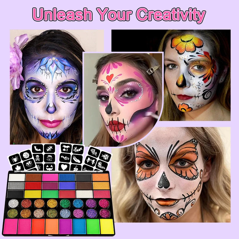 42-Color Facial Painting Vibrant Water-acetated Face Parties Qme