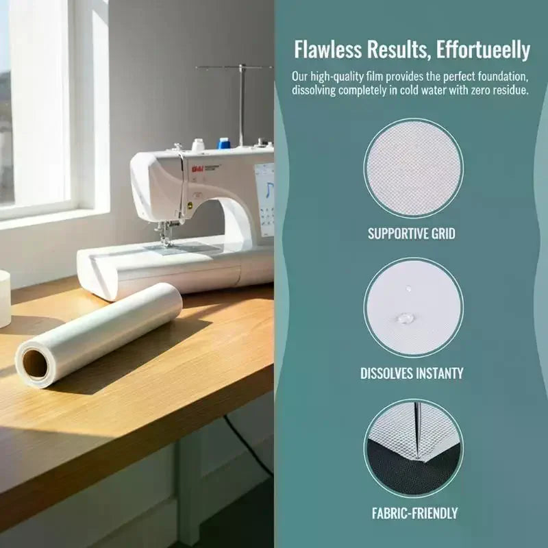 Machine Embroidery Stabilizer Water Soluble Topping Film 10 Yd Roll Qme