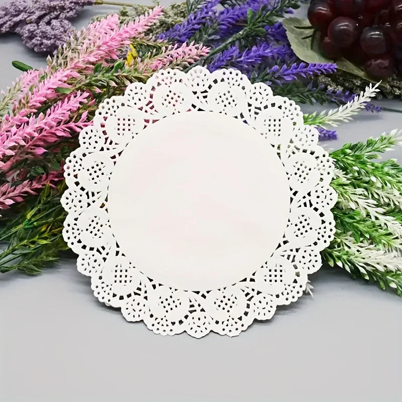 Lace paper pad - Three shapes, highly absorbent, non-sticky, heat-resistant baking paper, suitable for cakes, fried snacks Qme