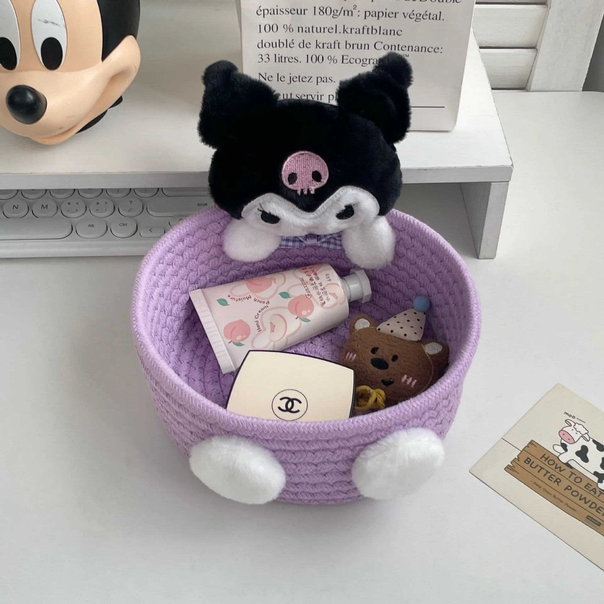 Sanrio Hello Kitty Kawaii Storage Basket Cute Cosmetics Toy Box Qme