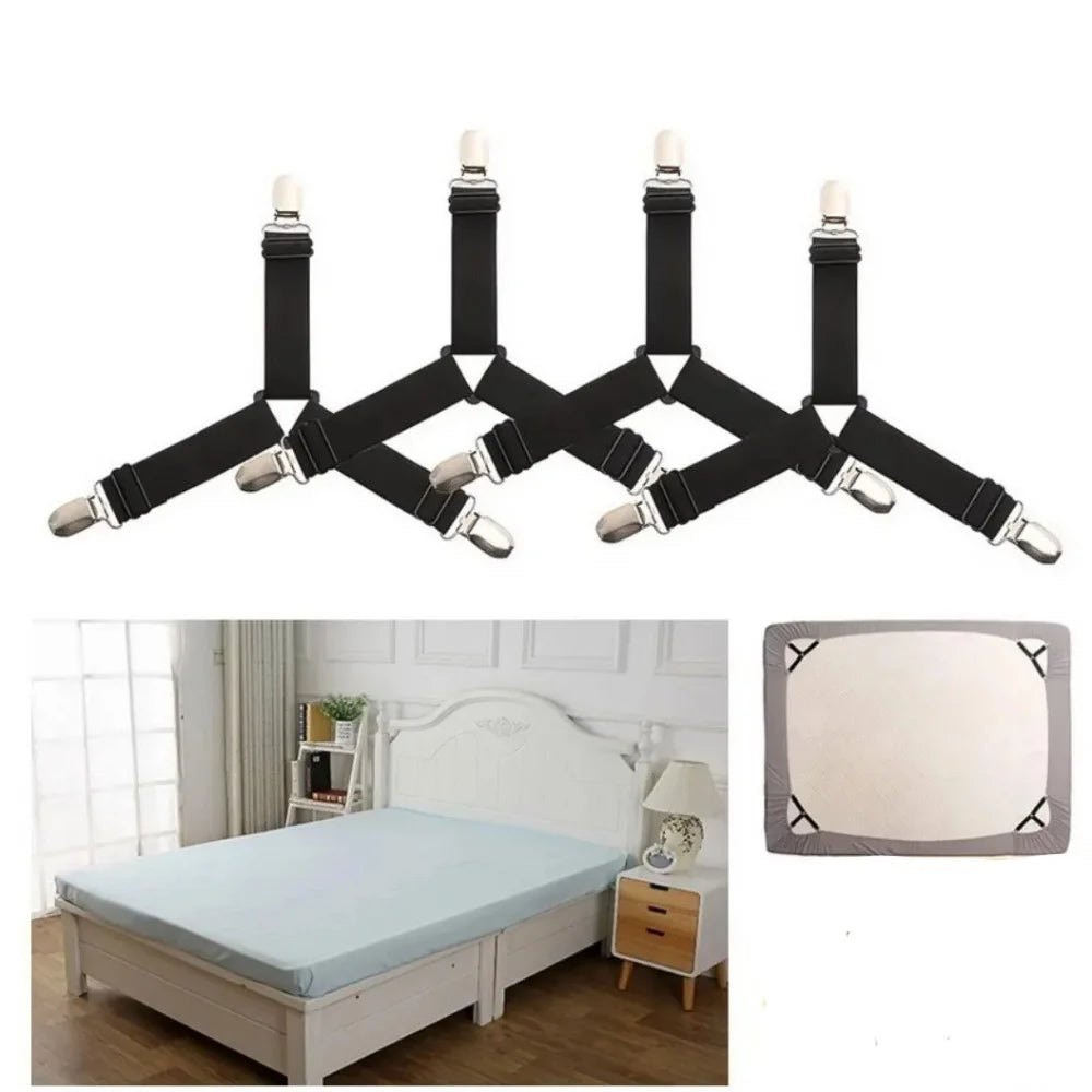 4Pcs Triangle Bed Sheet Holders Adjustable Elastic Fixed Holder Fixing Non-Slip Strap For Home Elastic Straps Adjustable Clips Qme