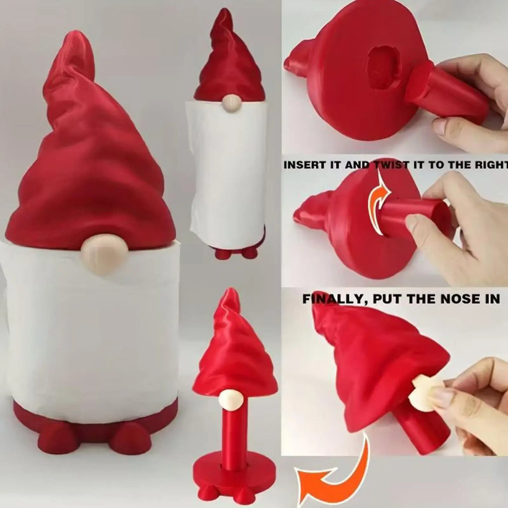Christmas Paper Towel Holder Non-slip Base Festive Desktop Gnome Qme