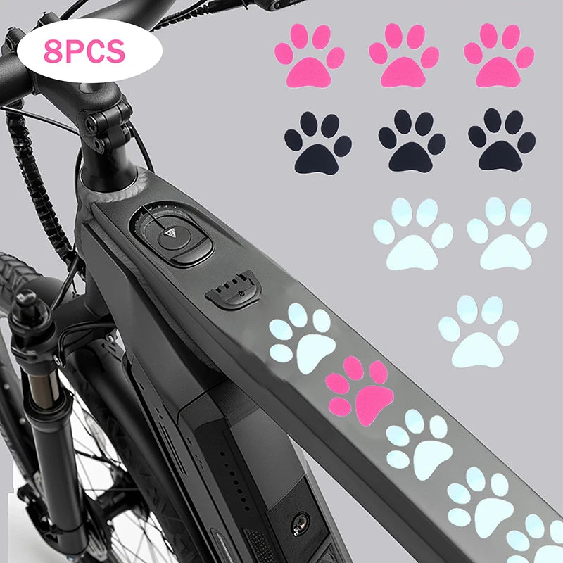 DIY Cute Cat Paw Bike E-bike Frame Reflective Stickers Bicycle Body Qme