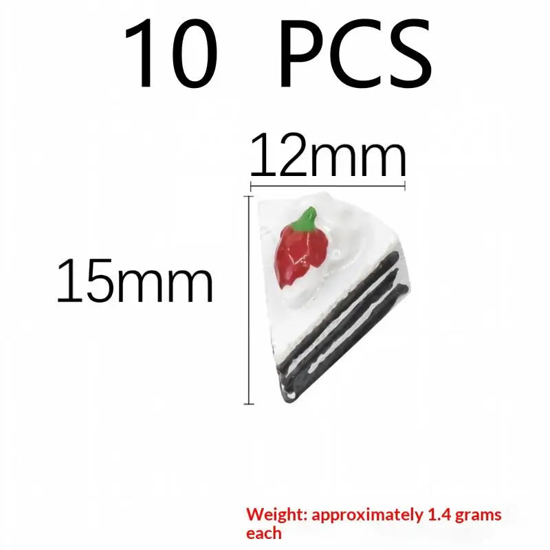 10Pcs Resin Mini Cake Kawaii Fake Food Miniature Embellishments For Craft Cell Phone Cover Decor Accessories Qme A9
