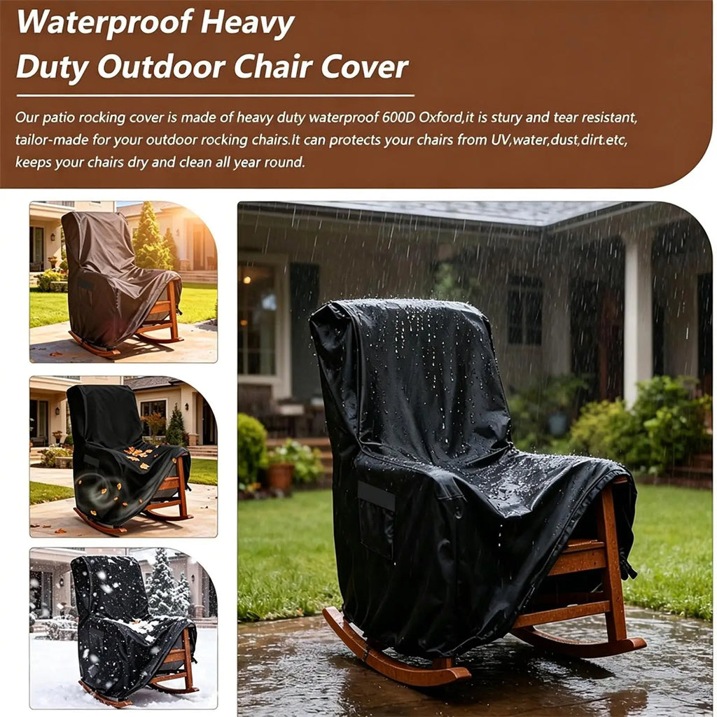 Rocking Chair Cover Outdoor Recliner Protector Heavy Duty Furniture Cover for Patio Lawn Backyard Porch Balcony Garden Camping Qme