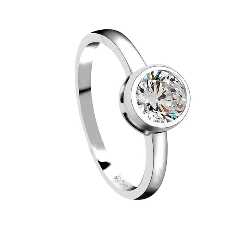 Simple Round Cubic Zirconia Jewelry Women Trendy 925 Sterling Silver Color Rings for Female Wedding Bridal Anillos Hot Sale Qme