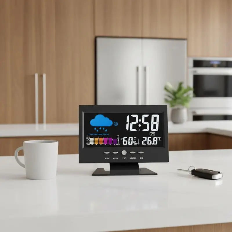 Humidity Meter Multi-functional Weather Station Clock Thermometer Qme