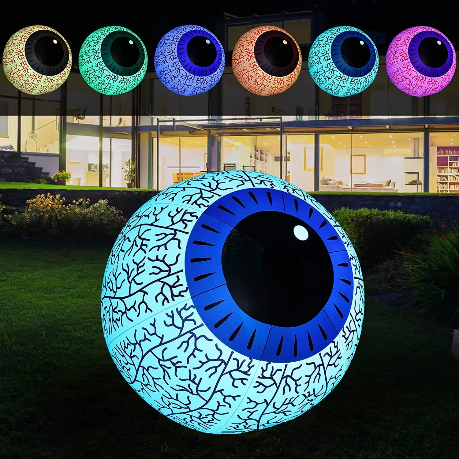 Halloween inflatable eyeball courtyard mall decoration, luminous horror 16/24-inch large eyeball props, waterproof Qme