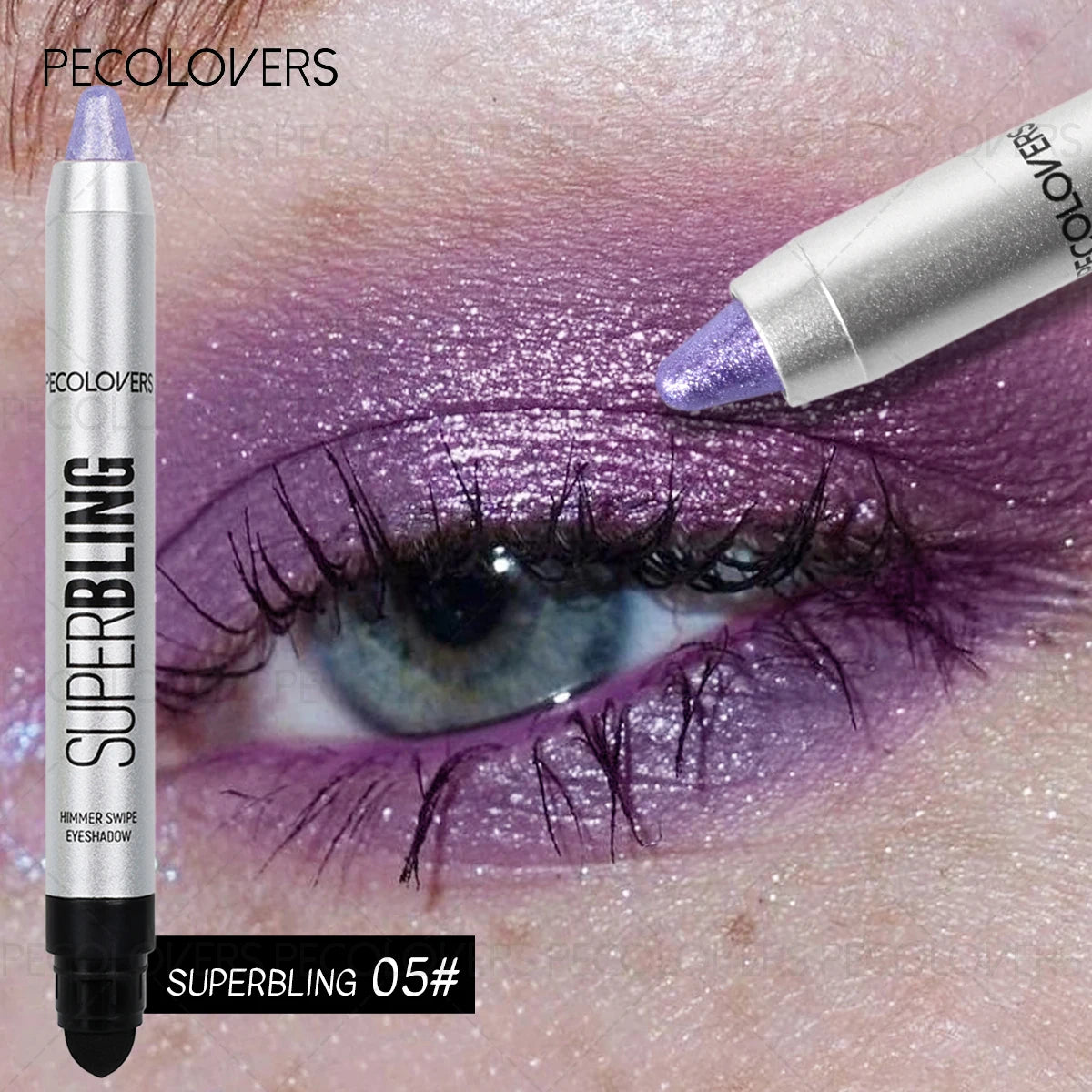 Long-lasting Dual-ended Shimmer Eyeshadow Stick Blue Green Violet Qme 05