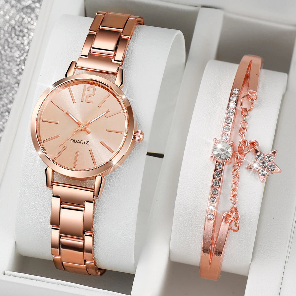 2PCS/Set Ladies' small dial casual versatile quartz watch for middle and high school students Qme