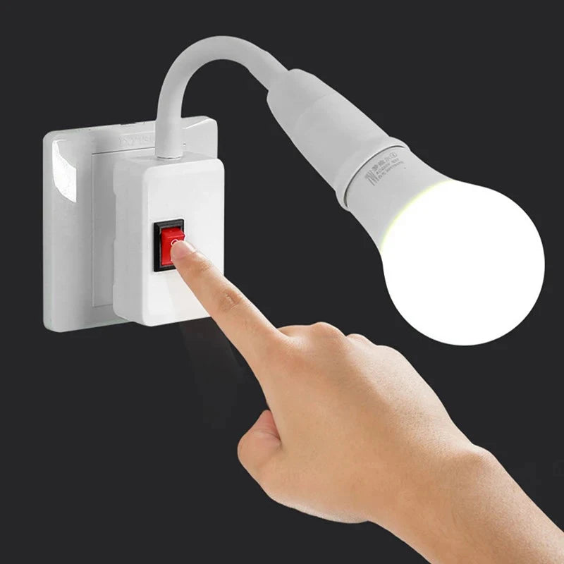 E27 Direct Plug Swivel Head Socket Bulb Holder Switch EU LED Table Qme