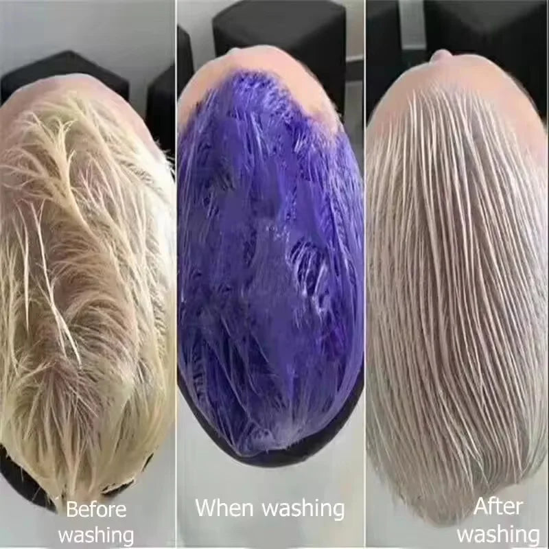 Color Fixing Hair Dye Shampoo to Cover Gray Hair Fade Yellow After Bleach Hair Shampoo Non-irritating Purple Shampoo for Blonde Qme