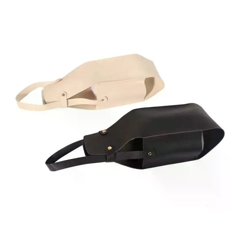 1 PCS Elegant Reusable Wine Gift Bag PU Leather Double Layer Champagne Gift Bag Durable Wine Tote Carrier Qme