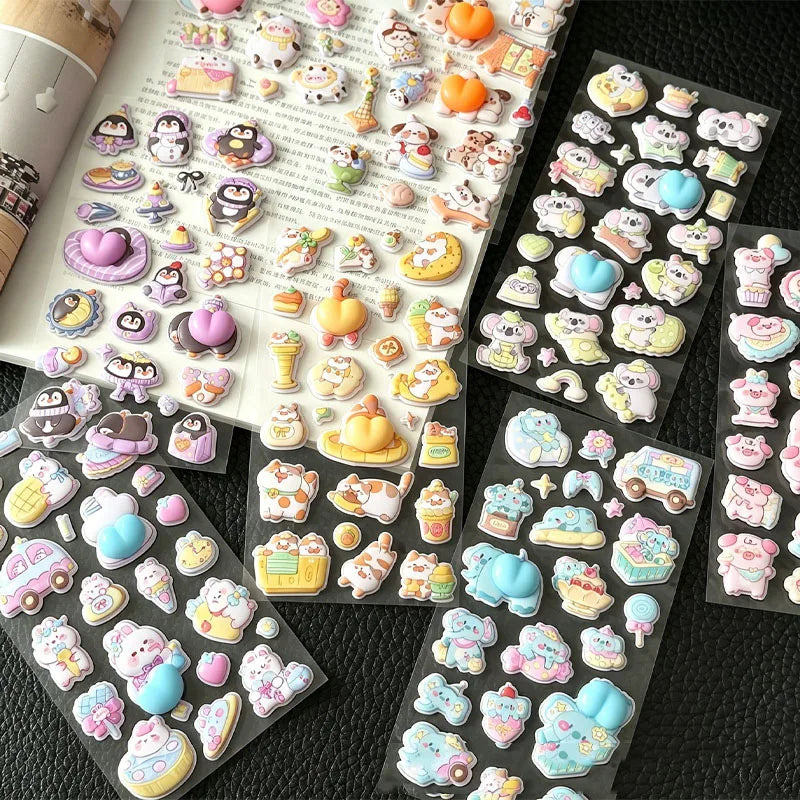 Cute Peach Squishy Foam Stickers, 3D Irregular Animal Puffy Decals for DIY Water Cup & Phone Case Decoration Qme