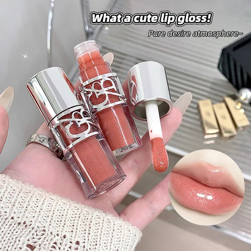 Clear Glass Gray Coffee Shine Lip Gloss Mirror Watery Moisturize Plumper Long Lasting Lip Tint Juicy Lip Oil Gloss Stain Makeup Qme