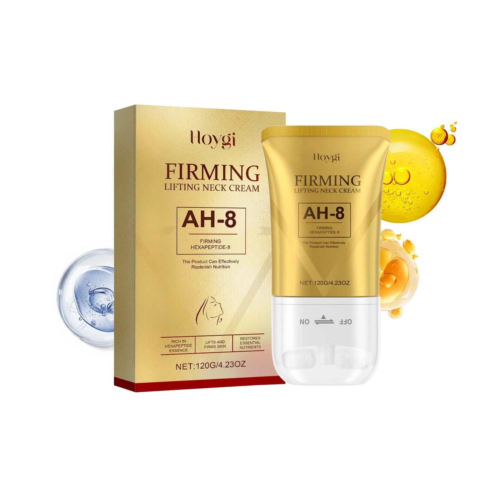 AH-8 Neck Firming Roller Cream Moisturizing Lifting Brighten Skin Fades Fine Lines Reduce Double Chin Massage Firm Neck Cream Qme 120g Boxed