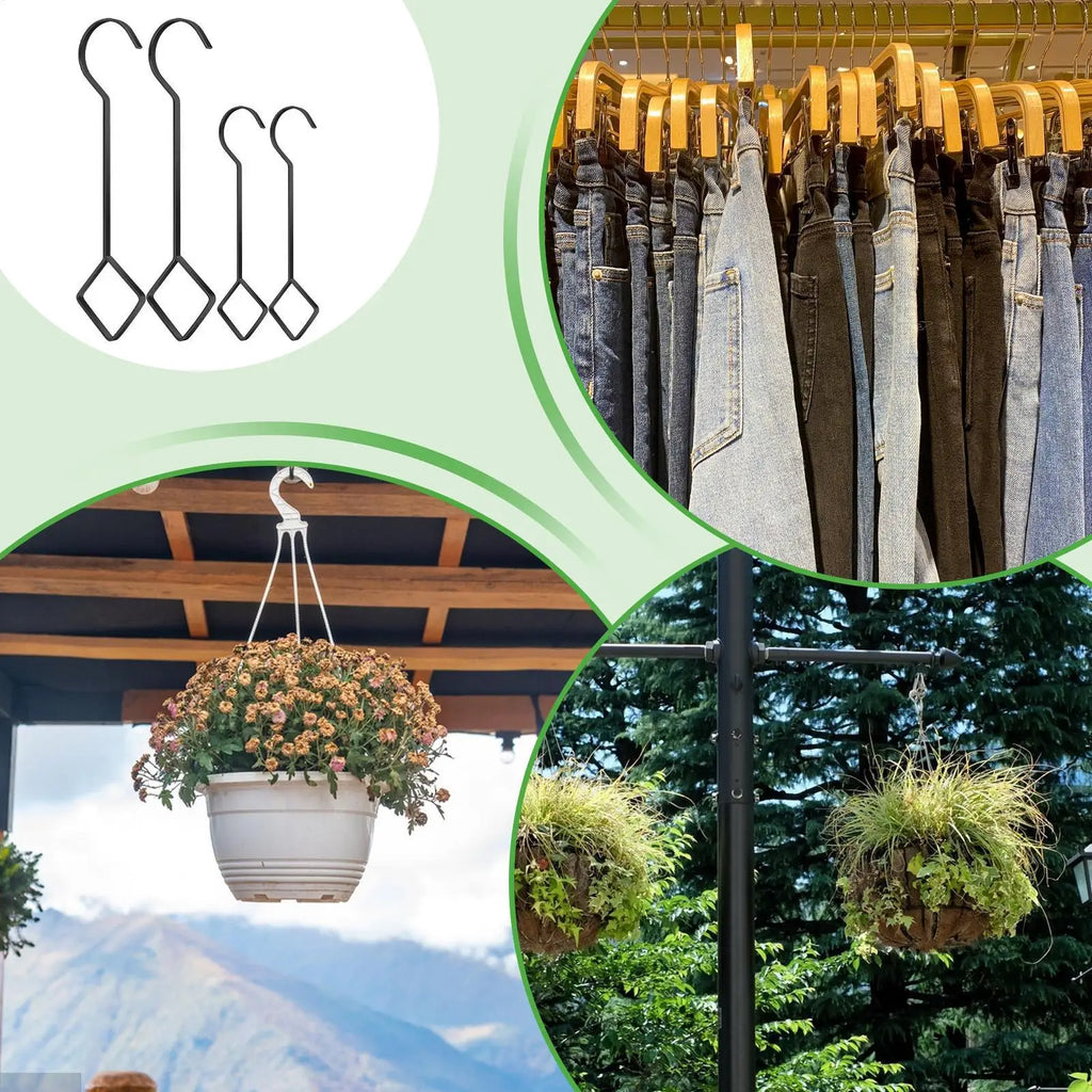 Plant Hanger Hook Metal Heavy Duty Plant Extension Hooks Home Decoration 4 Pieces Flower Organizer Accessory for Outdoor Lights Qme