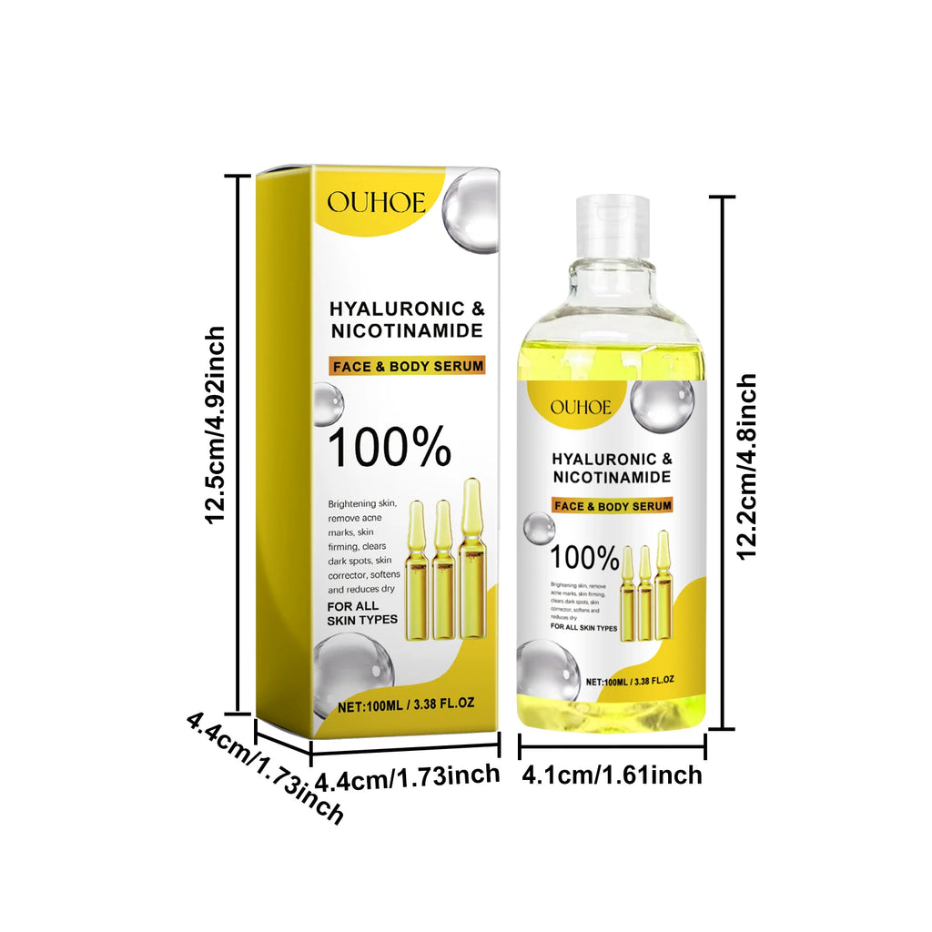 Hyaluronic Acid Facial Serum Moisturizing Smoothing Repair Skin Nicotinamide Brightening Skin Care Lift Firm Face Body Essence Qme