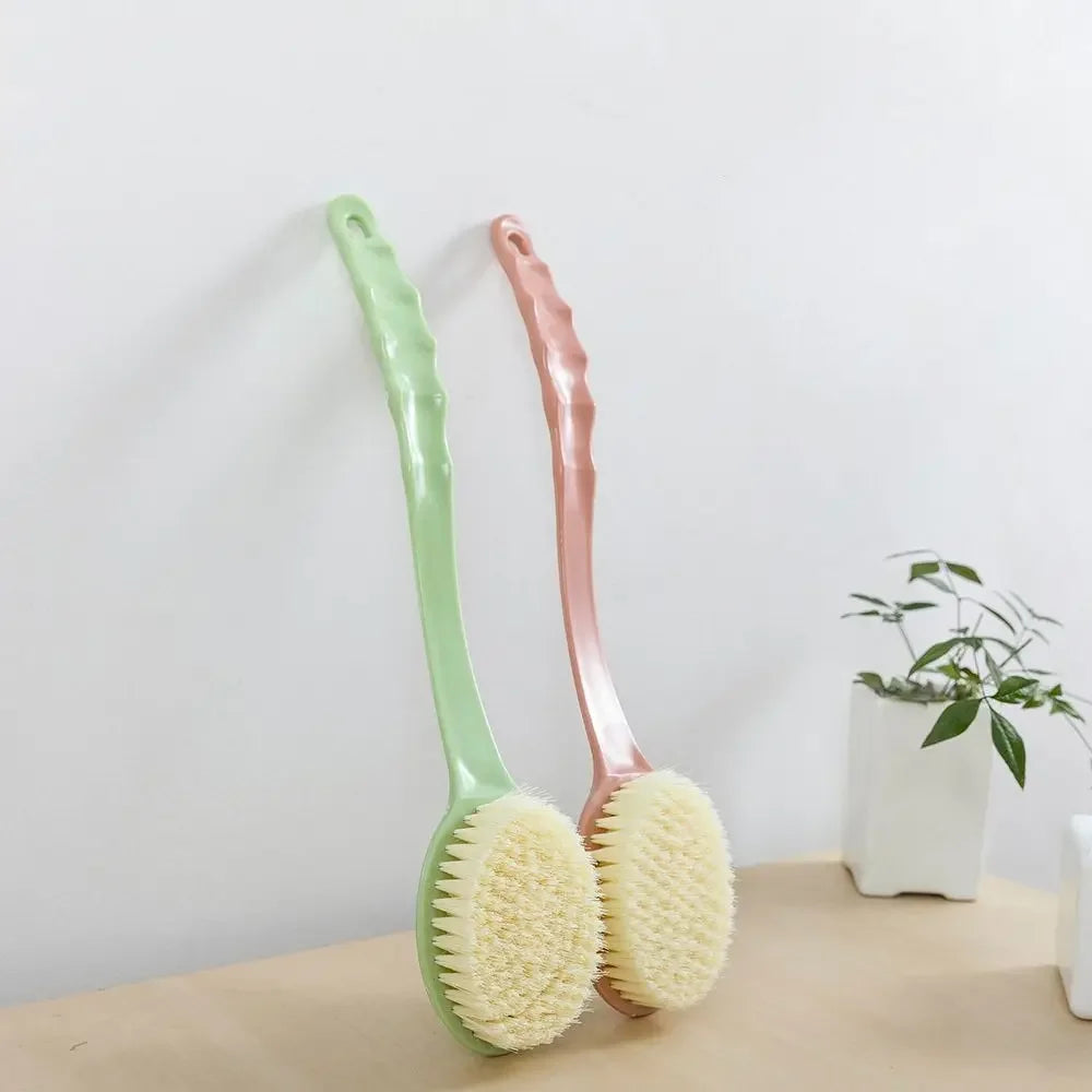 Long Handle Bath Brush Soft Body Scrub Skin Massager Shower Scrubber Qme