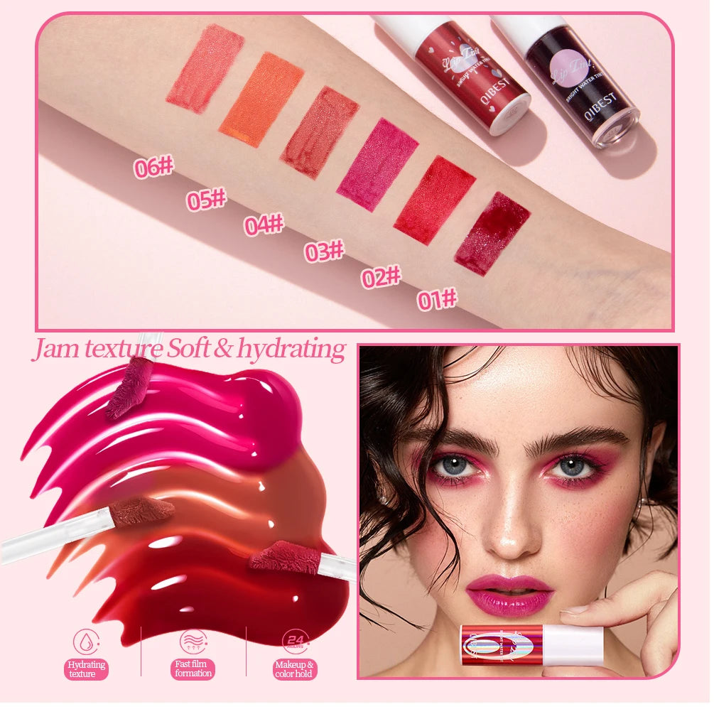 QIBEST Sexy Red Dyeing Lip Gloss Moisturizing Liquid Lipstick Waterproof Long Lasting Mirror Lip Glaze Tint Makeup For Women Qme