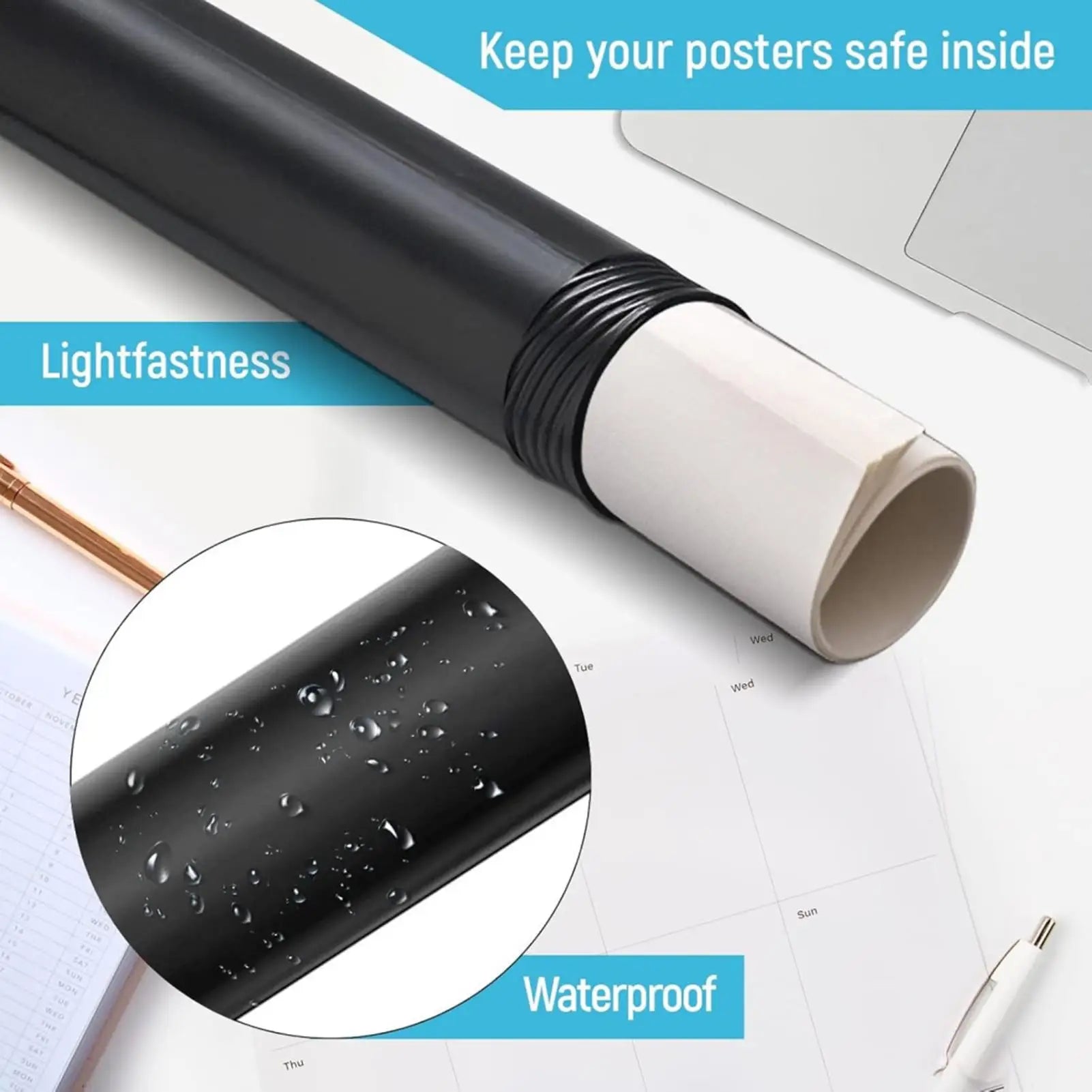 Extendable Poster Tubes Waterproof Drawings Transport Tubes Multipurpose Artwork Carrying Case Lightproof Drawings Storage Tube Qme