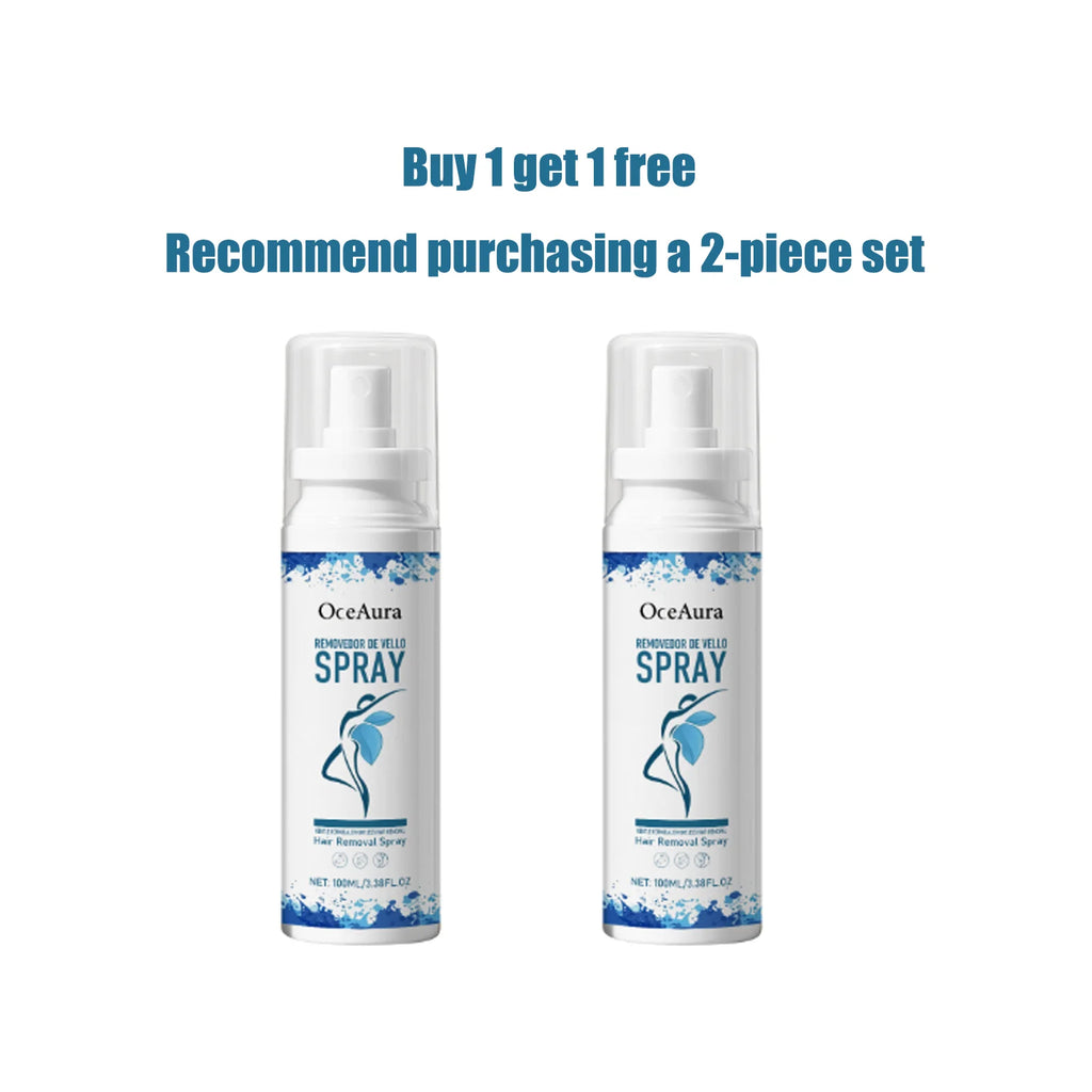 Oceaura Hair Removal Spray Painless Hair Depilatory Non-irritating Smoothing Skin Protecting Moisturizing Hair Growth Inhibitor Qme 100ml x2