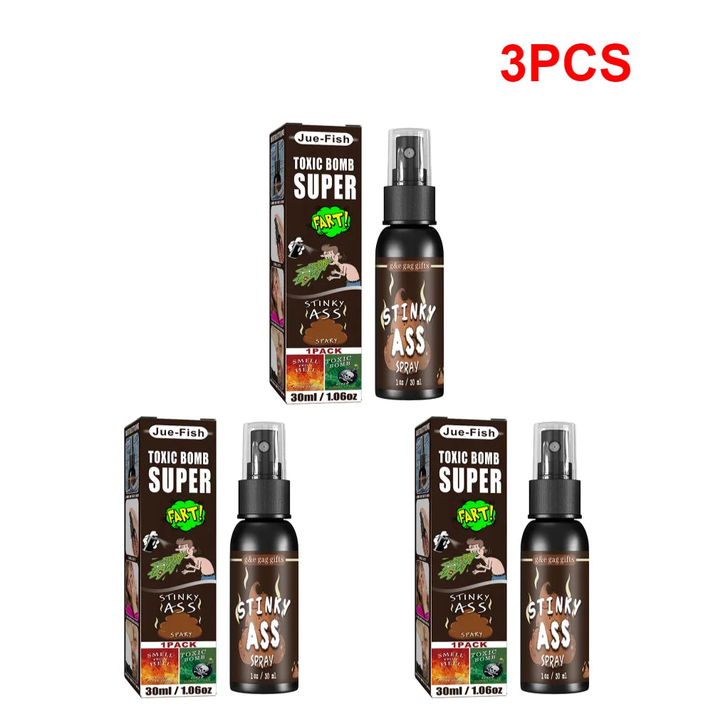 30ml Fart Gag Spray Prank Joke Plastic Spoof Odor Spray Party Supplies Terrible Stinky Fart Spray Non Toxic Halloween Funny Prop Qme poop smell 3PCS