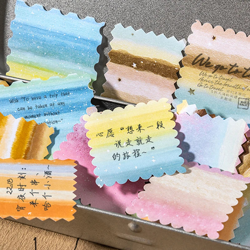 Gradient Writable Scrapbook Stickers, Ink Wash Style Junk Journal Base Material Note & Tape Stickers,Festival and Birthday Gifts Qme