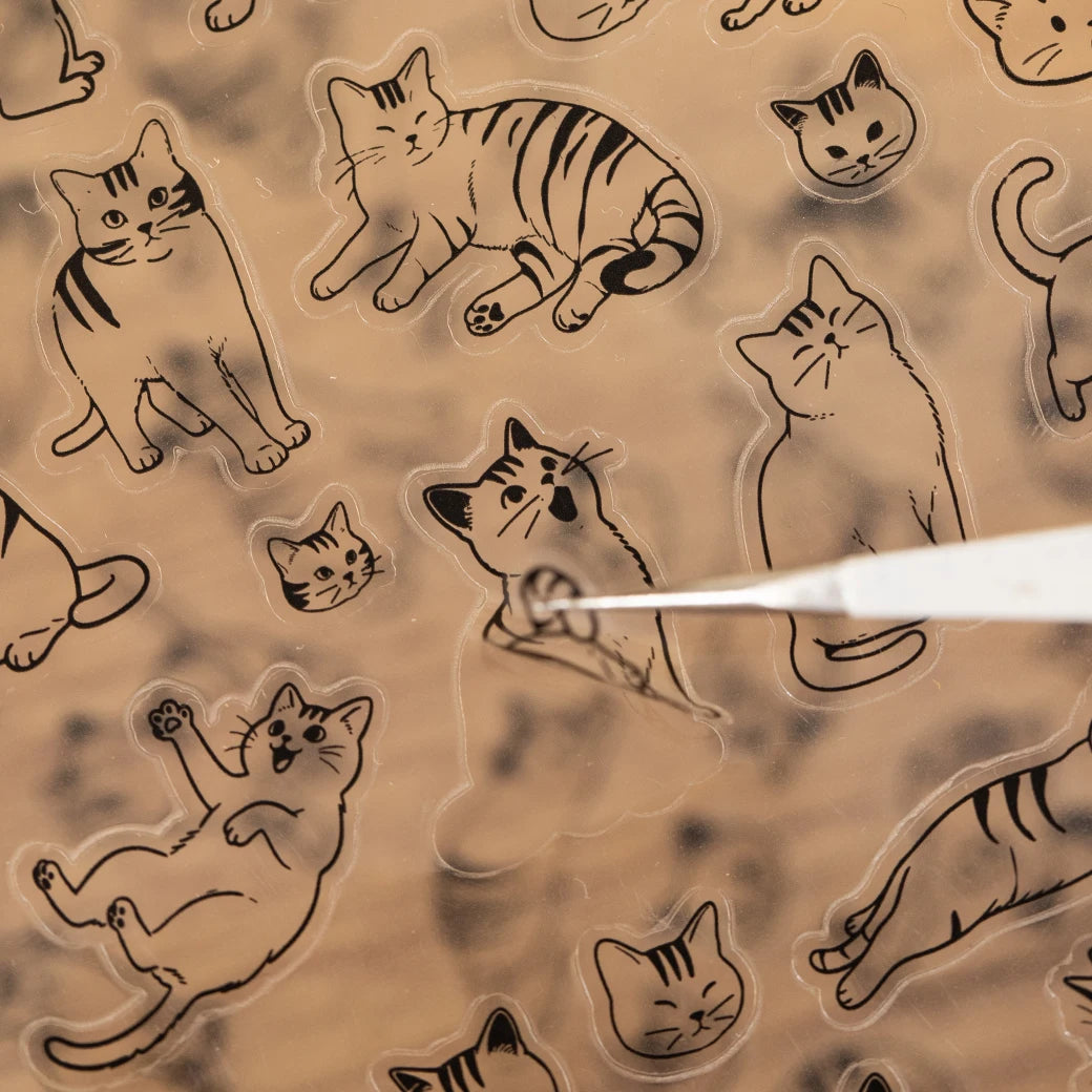 2 Sheets/Bag Cute Cartoon Cats PET Stickers, for DIY Scrapbooking Photo Frame Collage Decoration Craft Supplies Qme