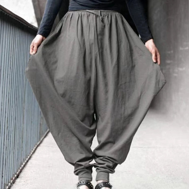 B Men Pants Solid Color Drawstring Joggers Casual Male Harem Pants Streetwear Loose Fashion Leisure Trousers Men S-5XL Qme