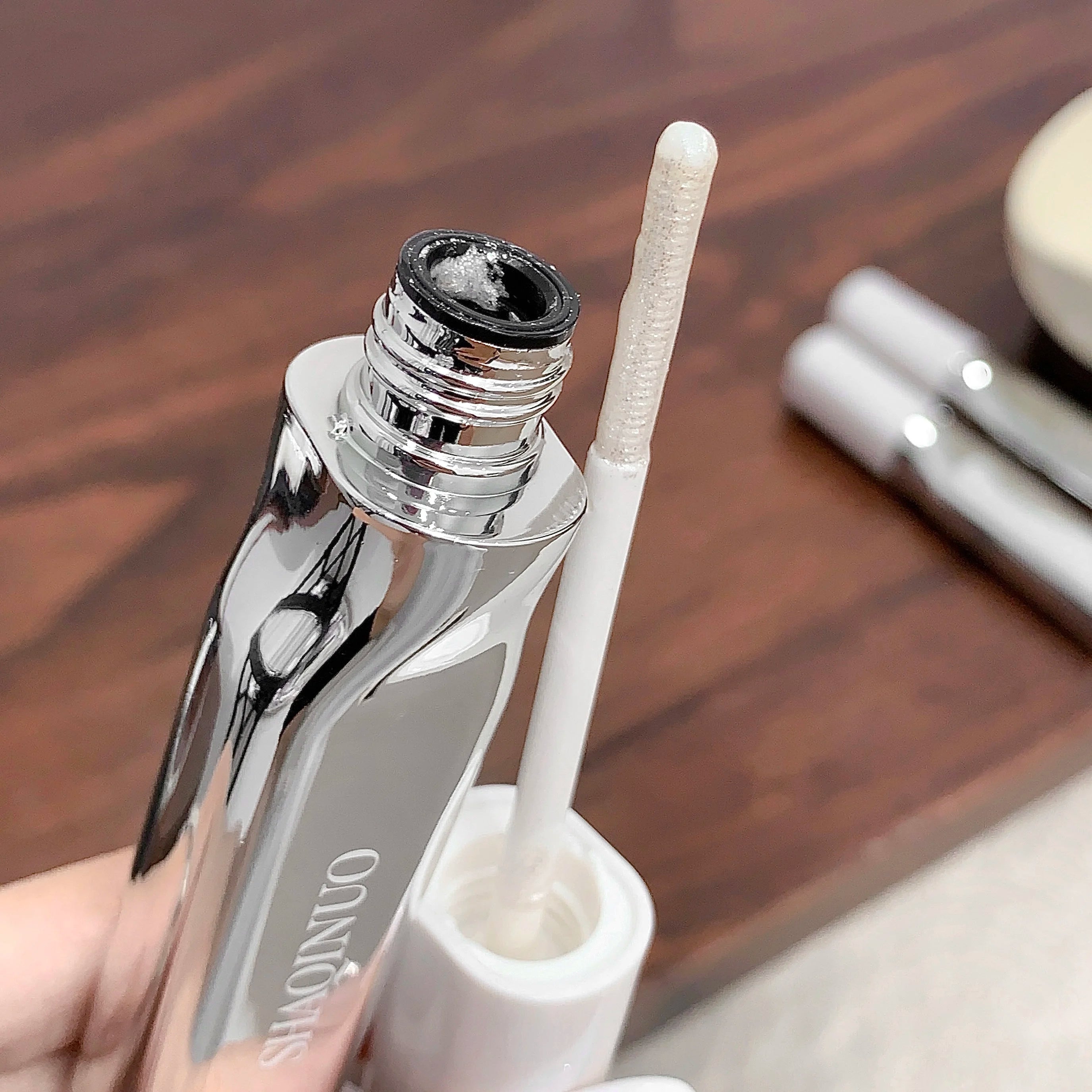 SHAQINUO Diamond Glitter Mascara Lightweight Curls Volumes Waterproof Qme